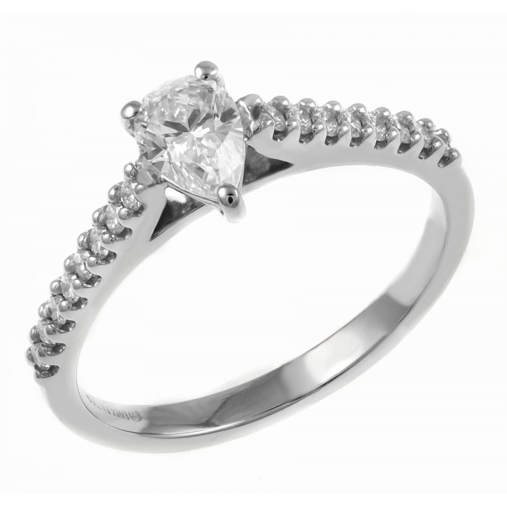 Platinum 0.45ct D VS1 EGL pear cut diamond ring