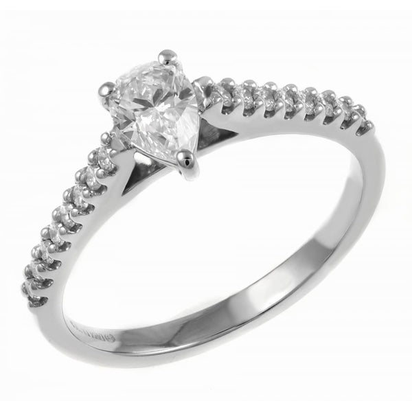 Platinum 0.45ct D VS1 EGL pear cut diamond ring