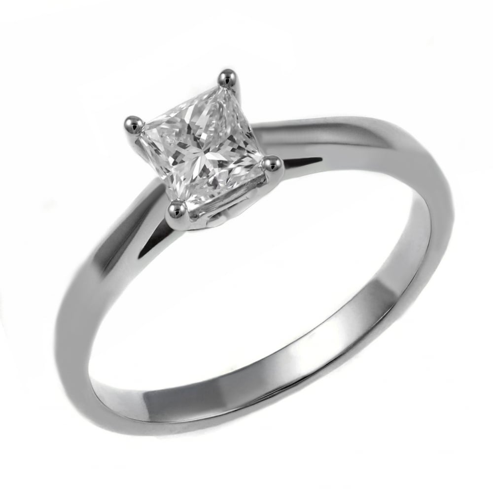 Platinum 0.33ct D VS1 GIA princess cut diamond solitaire ring.