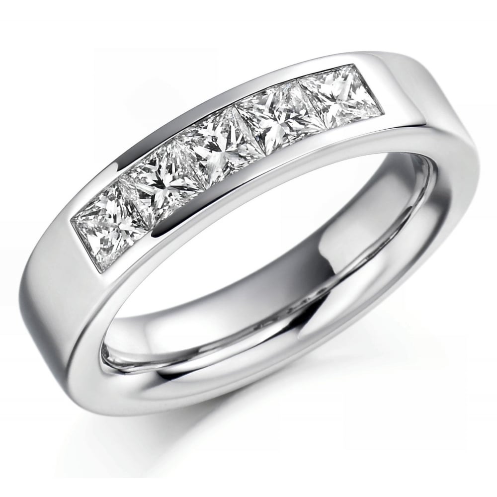 Palladium 1.00ct princess cut diamond gents ring