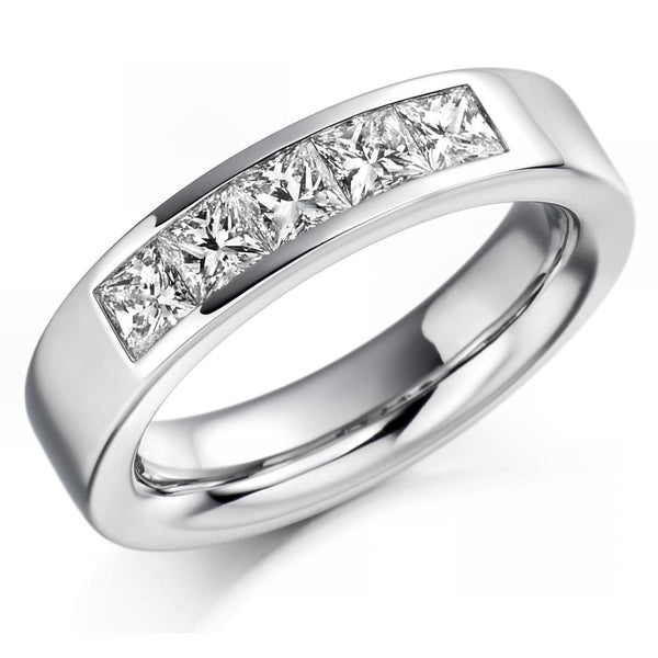 Palladium 1.00ct princess cut diamond gents ring