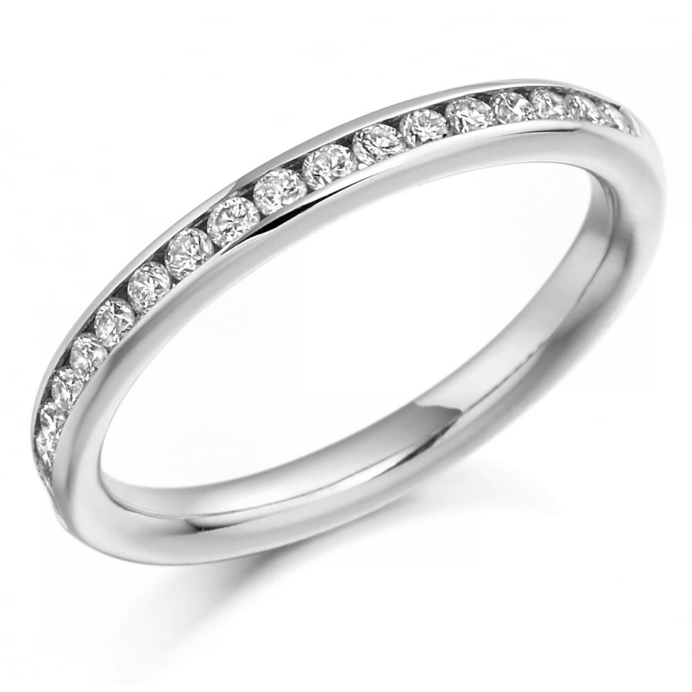 Platinum 0.33ct round brilliant cut diamond half eternity ring