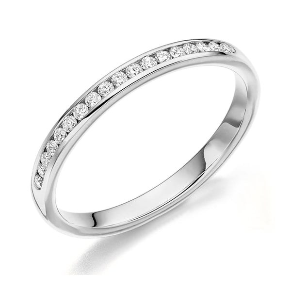 Platinum 0.15ct round brilliant cut diamond half eternity ring