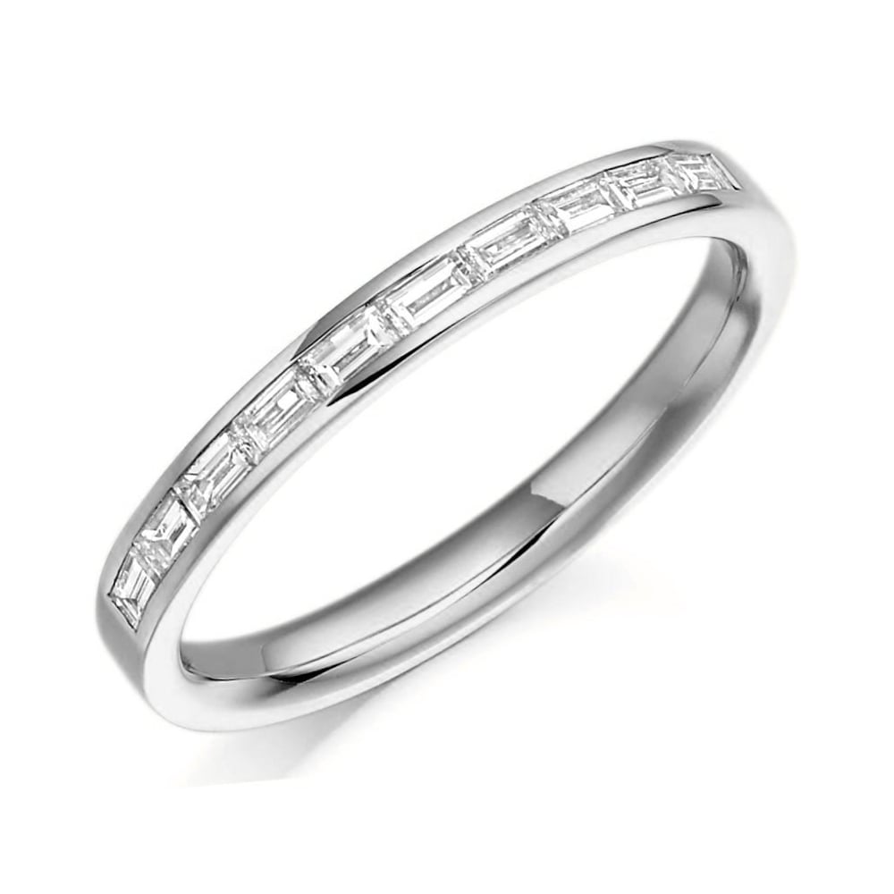 Platinum 0.30ct baguette cut diamond half eternity ring