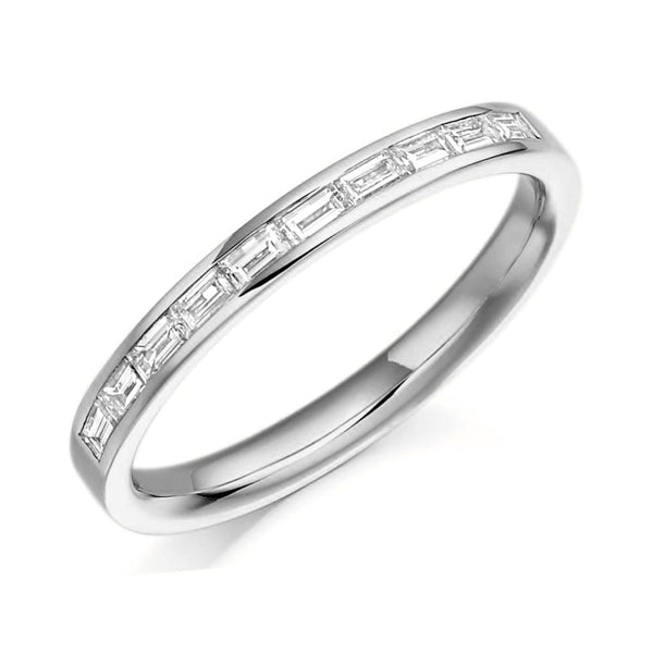 Platinum 0.30ct baguette cut diamond half eternity ring