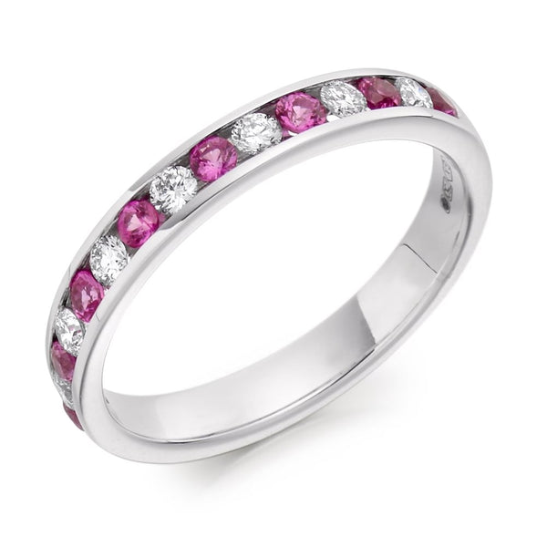 18ct white gold 0.33ct pink sapphire & 0.27ct diamond ring