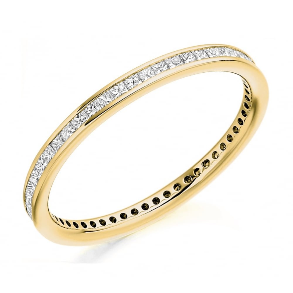 18ct yellow gold 0.50ct princess cut diamond full eternity ring