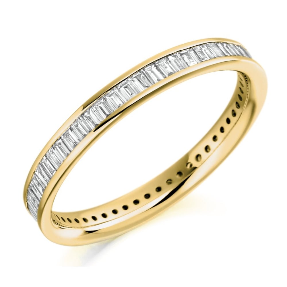 18ct yellow gold 0.75ct baguette cut diamond full eternity ring.