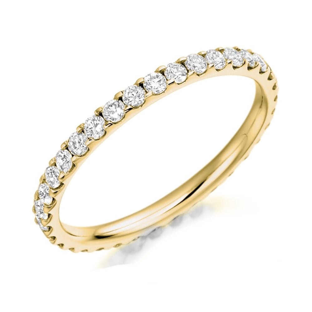 18ct yellow gold 0.75ct round diamond full eternity ring