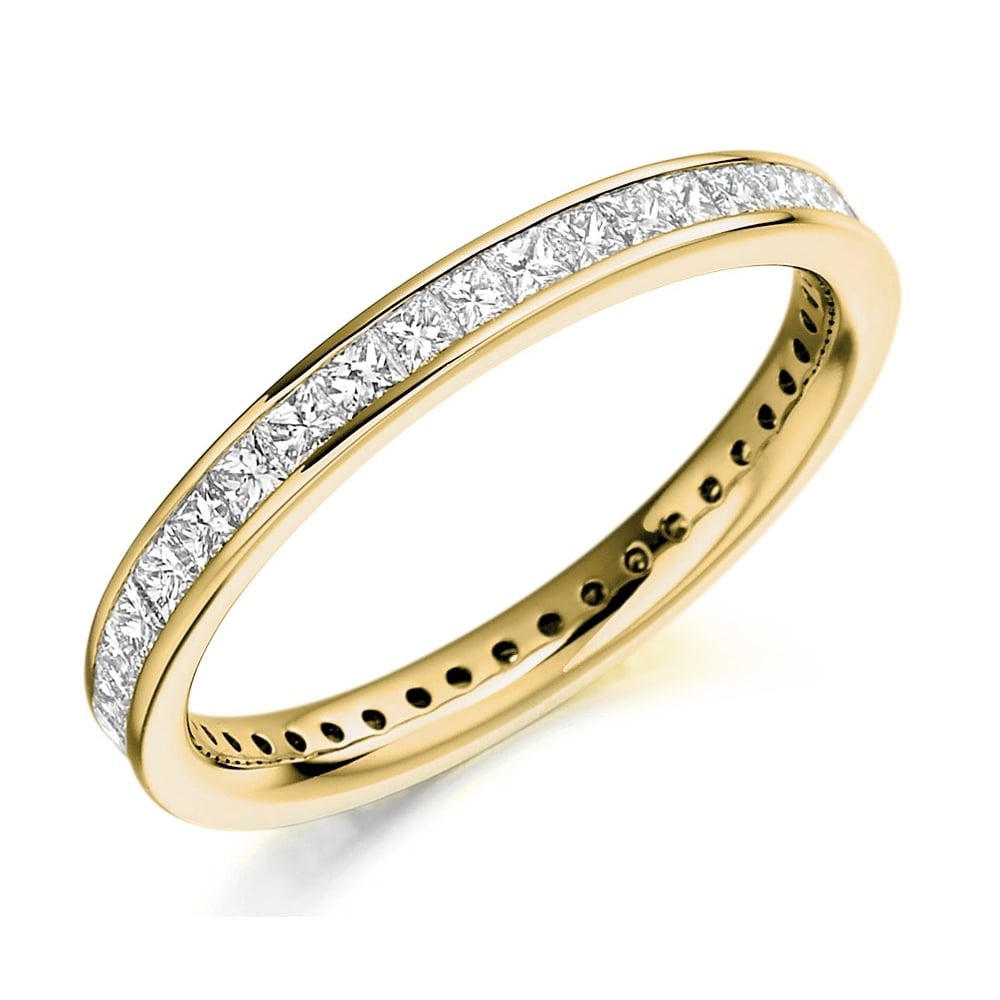 18ct yellow gold 1.00ct princess cut diamond full eternity ring.