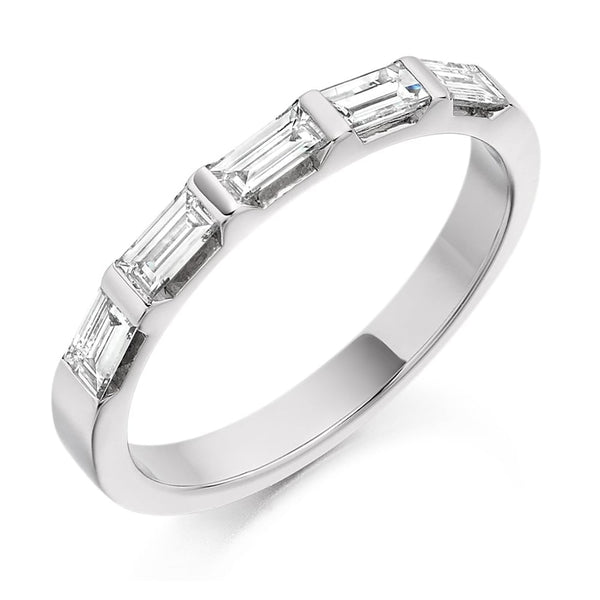 Platinum 0.45ct baguette cut diamond half eternity ring