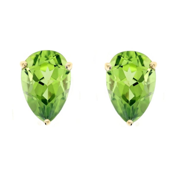 9ct yellow gold 7mm x 5mm pear peridot stud earrings
