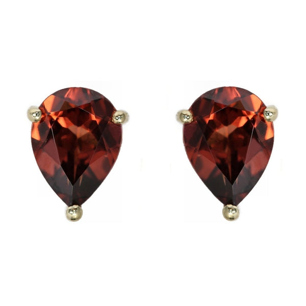9ct yellow gold 7mm x 5mm pear garnet stud earrings