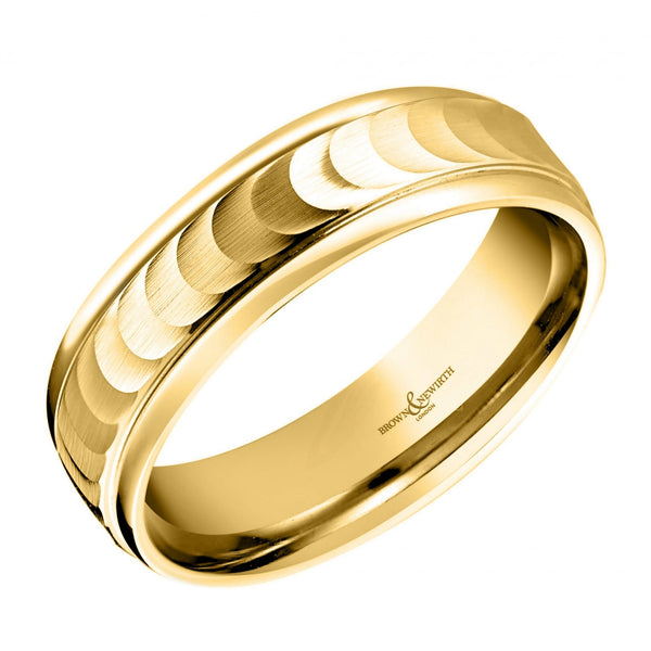 18ct yellow gold 6.0mm flat heavy weight court wedding ring