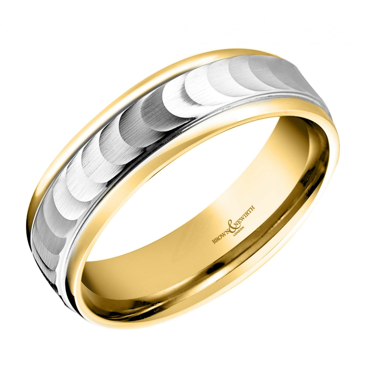 18ct yellow & white gold 6.0mm flat heavy court wedding ring