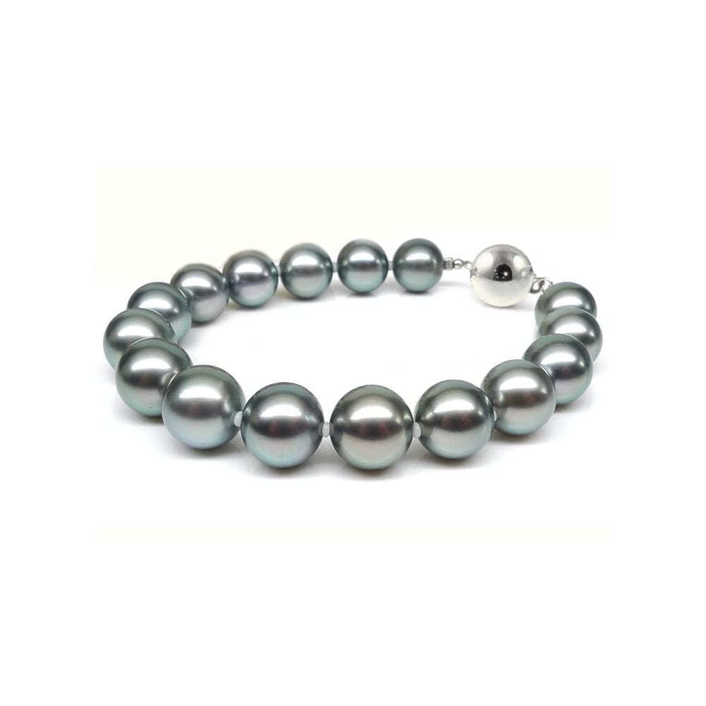 18ct white gold 7.5" 11mm x 12mm Tahitian pearl bracelet