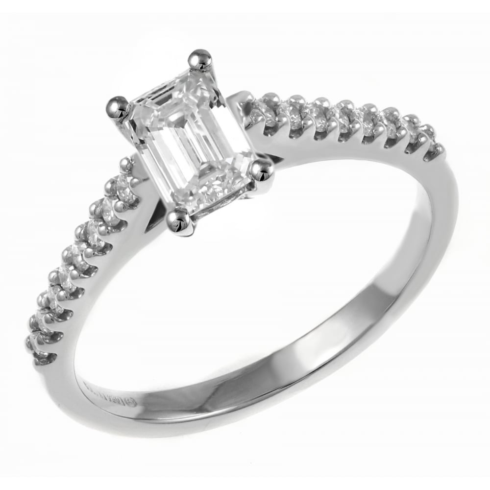 Platinum 0.40ct D VS2 EGL emerald cut diamond ring
