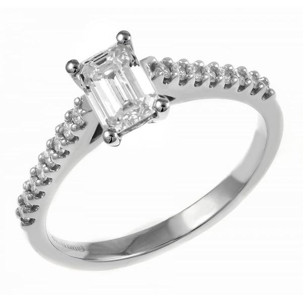 Platinum 0.40ct D VS2 EGL emerald cut diamond ring
