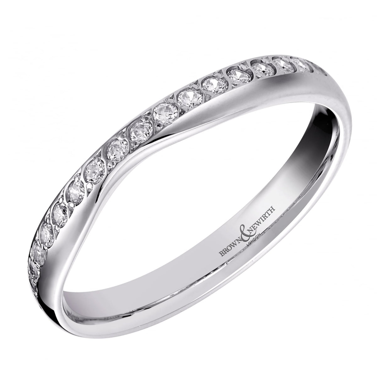 Platinum 4.0mm 0.34ct round diamond set shaped wedding ring