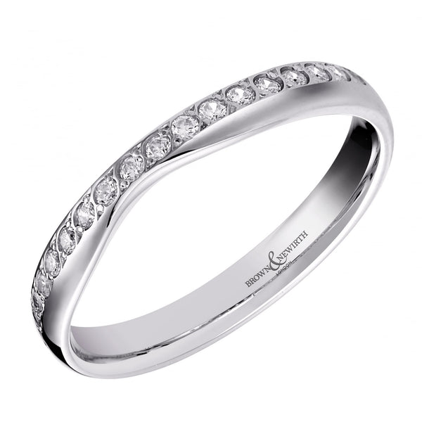 Platinum 4.0mm 0.34ct round diamond set shaped wedding ring