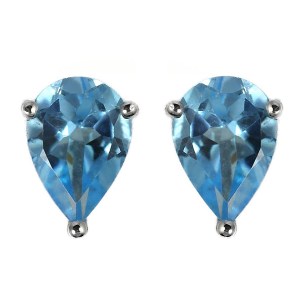 9ct white gold 7mm x 5mm pear blue topaz stud earrings