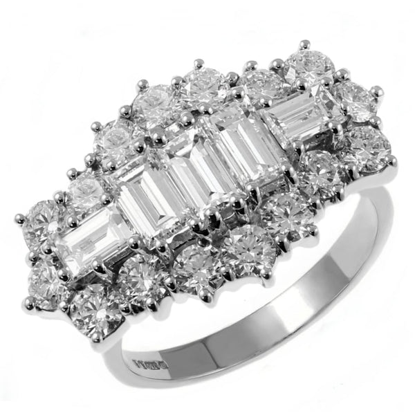 Platinum 4.00ct baguette diamond cluster ring