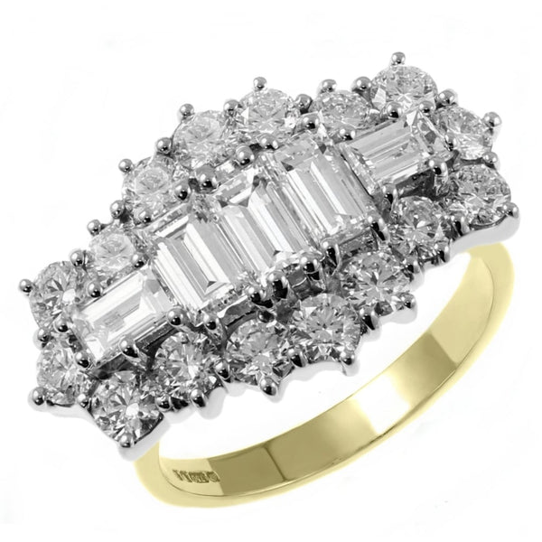 18ct yellow gold 4.01ct baguette diamond cluster ring