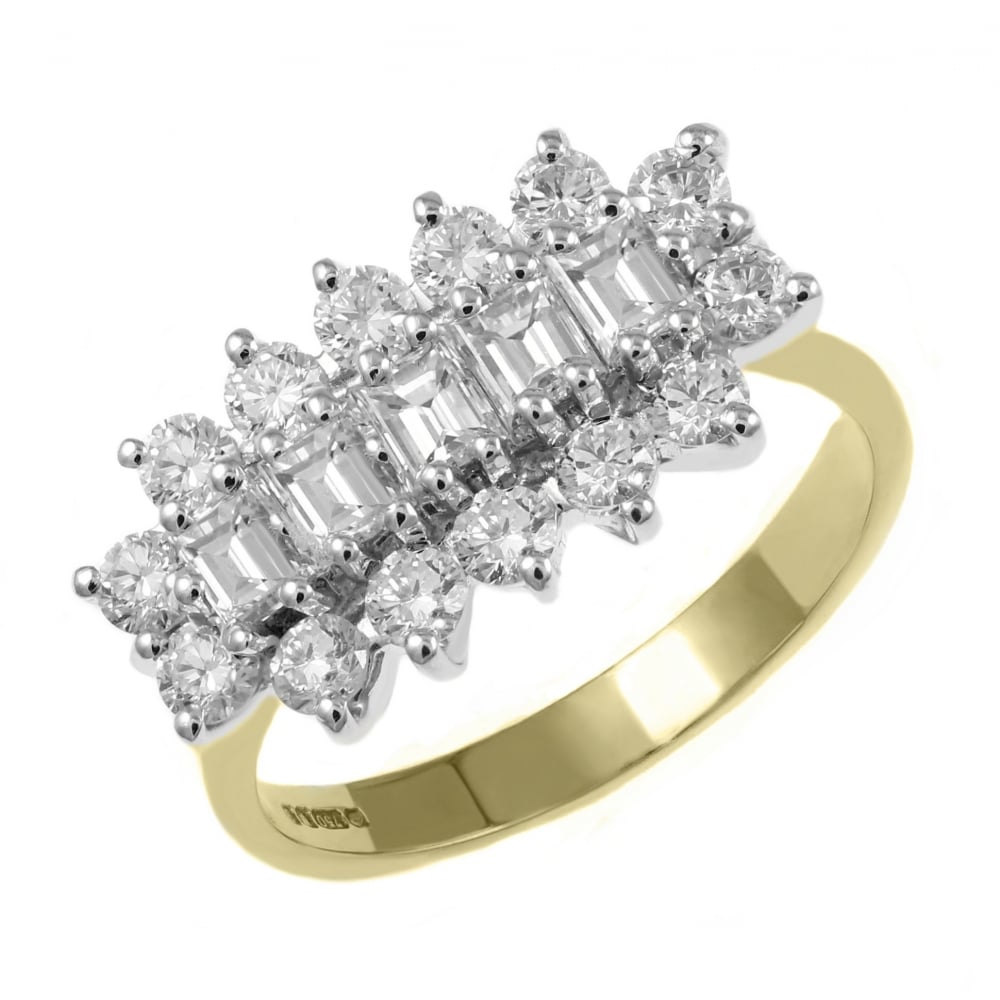 18ct yellow gold 1.21ct baguette diamond cluster ring