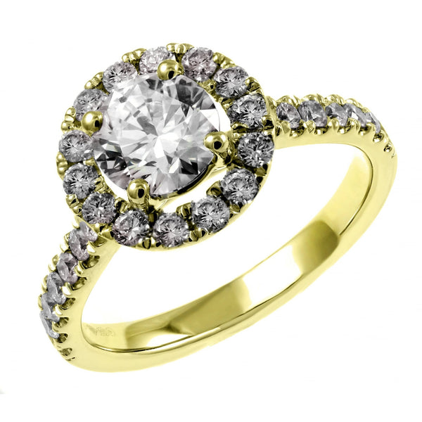 18ct gold 0.70ct D VS2 EGL round brilliant diamond halo ring