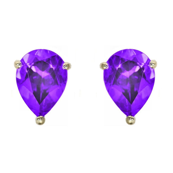 9ct yellow gold 7mm x 5mm amethyst stud earrings