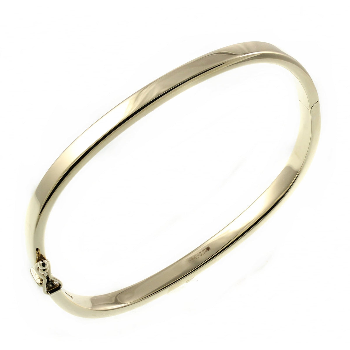 9ct yellow gold 4.50mm thick solid square solid bangle.