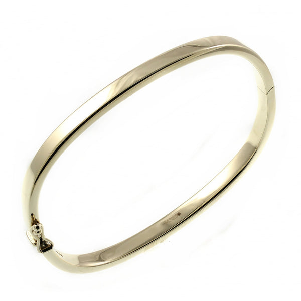 9ct yellow gold 4.50mm thick solid square solid bangle.