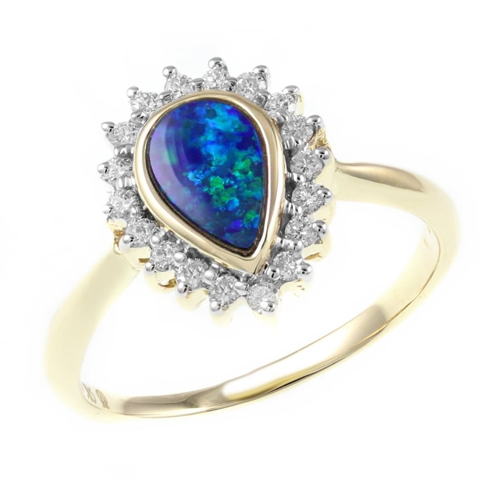 14ct yellow gold 0.51ct opal doublet & 0.22ct diamond ring