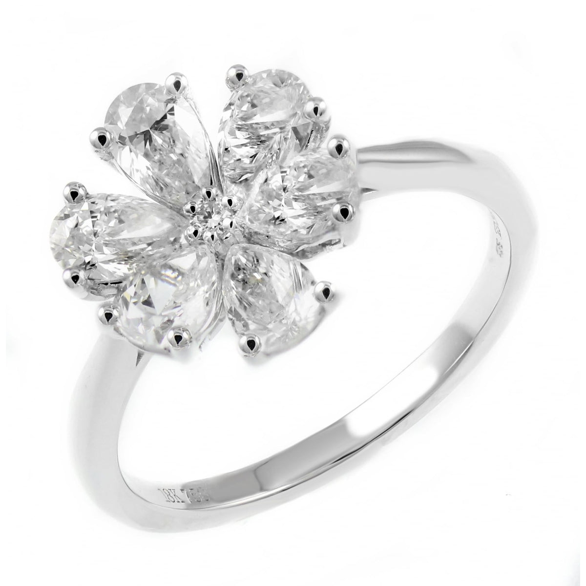 Platinum 1.41ct flower cluster diamond ring
