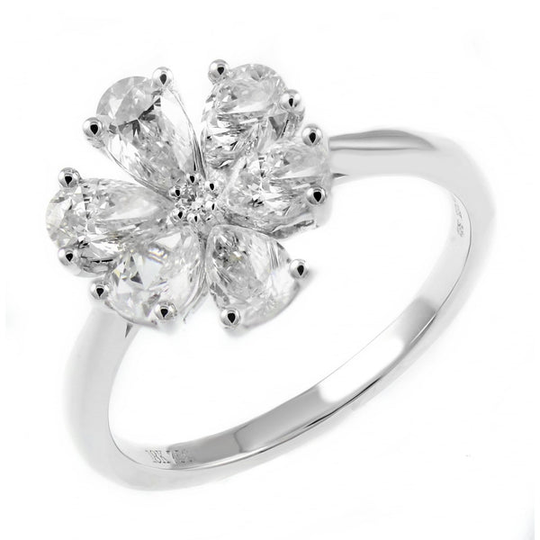 Platinum 1.41ct flower cluster diamond ring