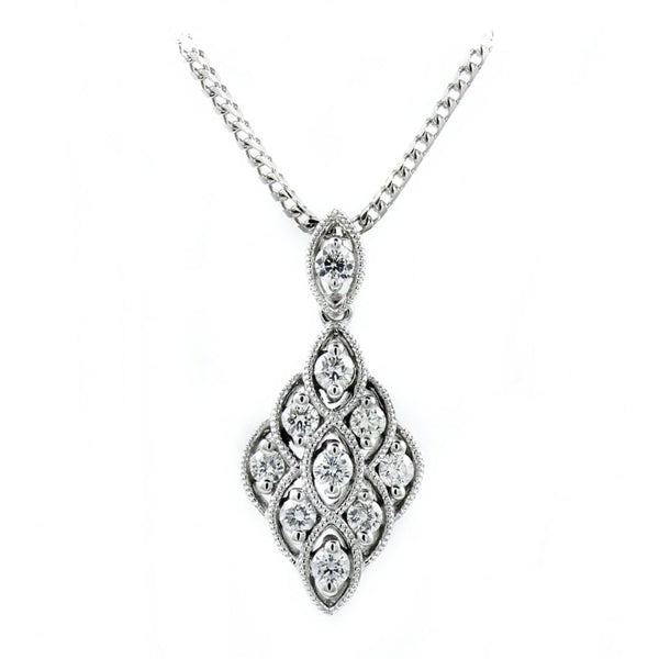 18ct white gold 0.40ct Art Deco style diamond drop pendant