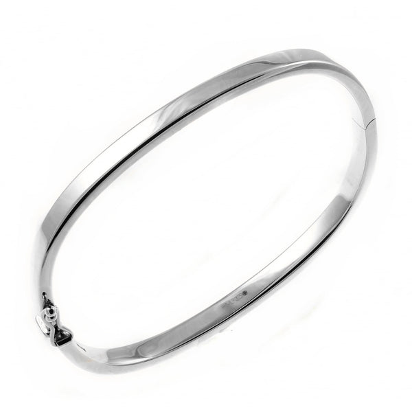 9ct white gold 4.50mm thick solid square solid bangle