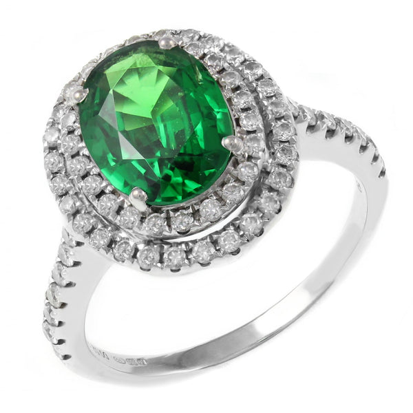 18ct white gold 2.54ct tsavorite garnet & 0.52ct diamond ring