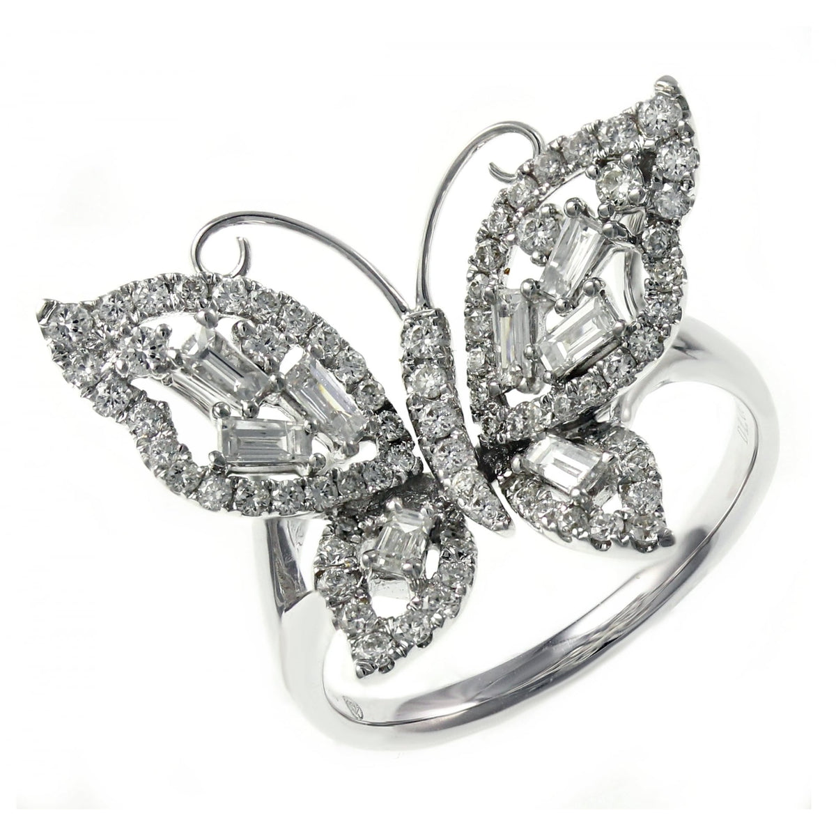Platinum 0.94ct diamond butterfly cluster ring