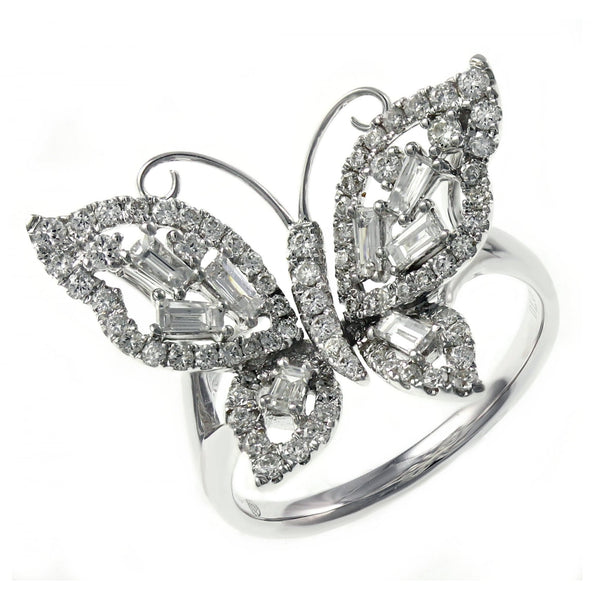 Platinum 0.94ct diamond butterfly cluster ring