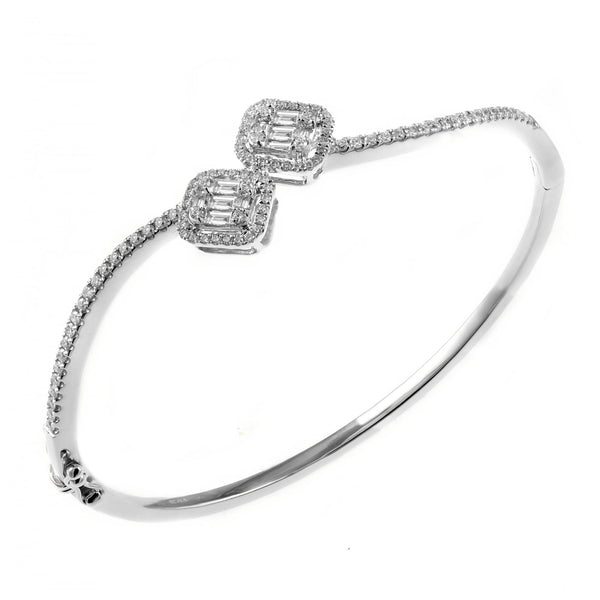 18ct white gold 1.13ct diamond cluster twist bangle