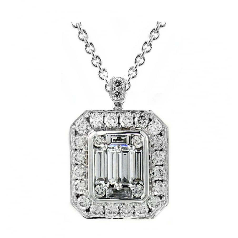 Platinum 0.75ct Art Deco style diamond cluster pendant