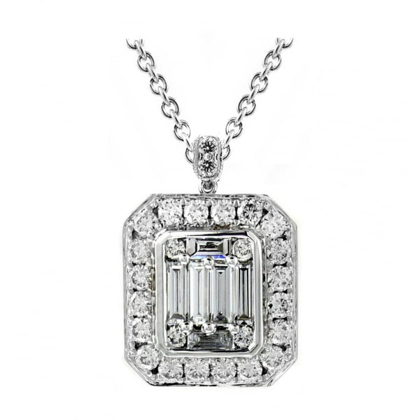Platinum 0.75ct Art Deco style diamond cluster pendant