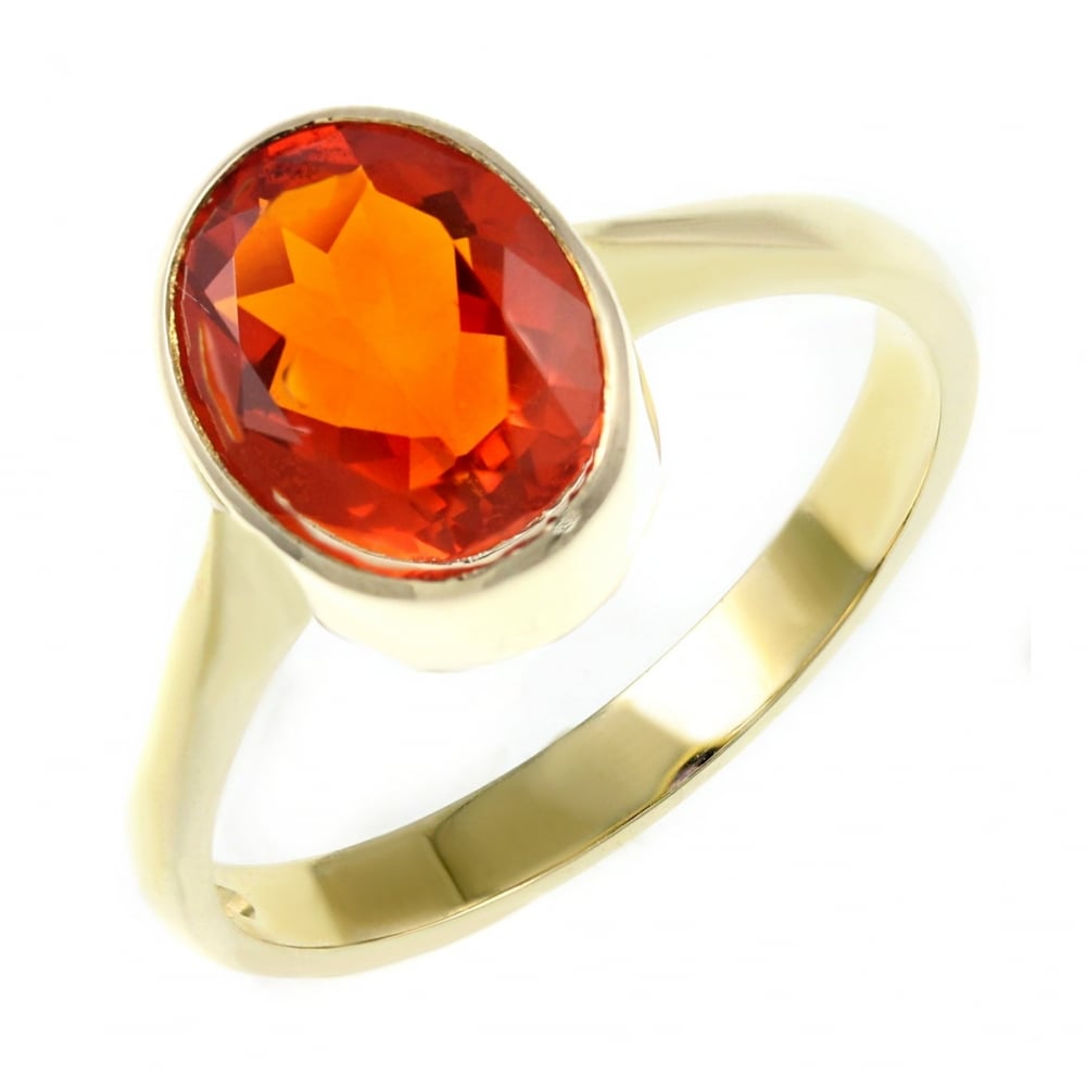 9ct yellow gold 10mm x 8mm fire opal ring