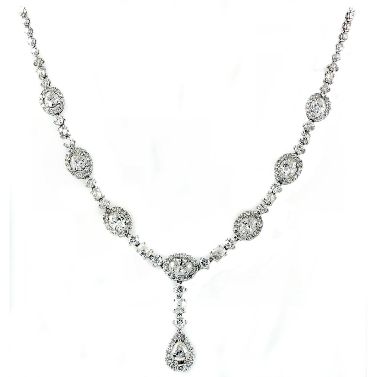18ct white gold fancy multi cut diamond necklet
