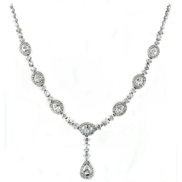 18ct white gold fancy multi cut diamond necklet