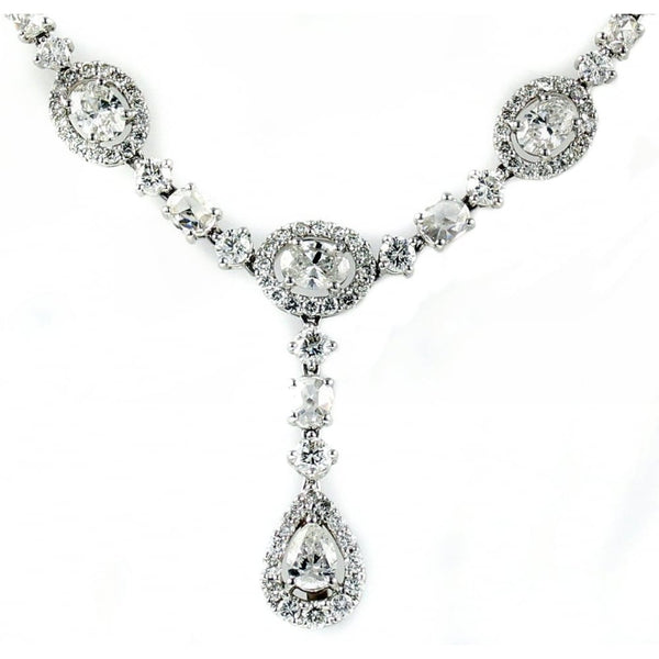 18ct white gold fancy multi cut diamond necklet