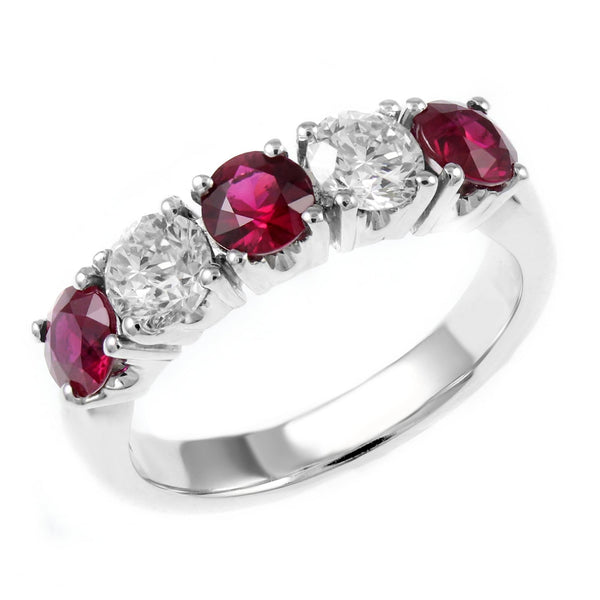 Platinum 1.48ct ruby & 0.71ct diamond 5 stone ring
