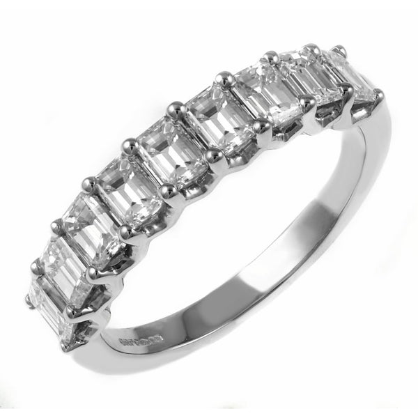 Platinum 1.80ct emerald cut diamond 9 stone ring