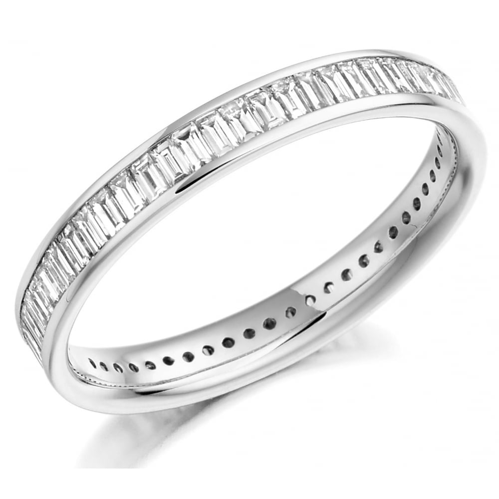 Platinum 1.05ct baguette cut diamond full eternity ring